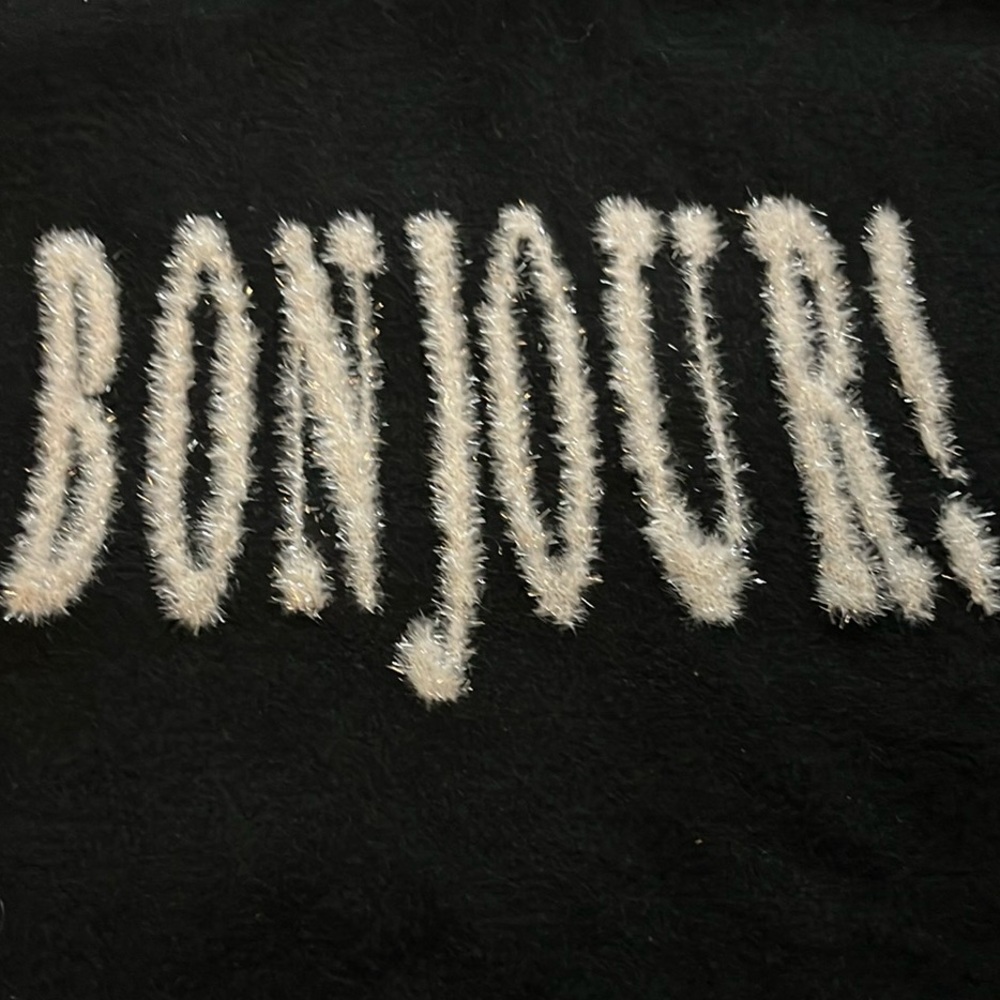 NWT A New Day Mock Neck Black Sweater with “Bonjour” Text - Size L - Picture 5 of 5